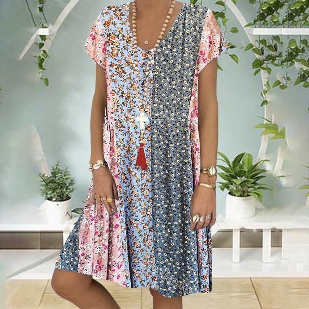 Noa | Boho Spring Dress with Floral Print and A-Line Fit