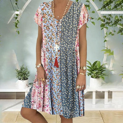 Noa | Boho Spring Dress with Floral Print and A-Line Fit