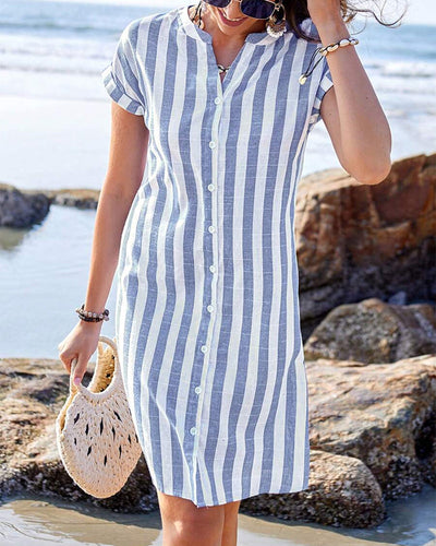 Caroline Elegant striped shirt dress