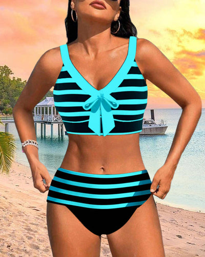 Amahle® | Striped High-Waisted Bikini