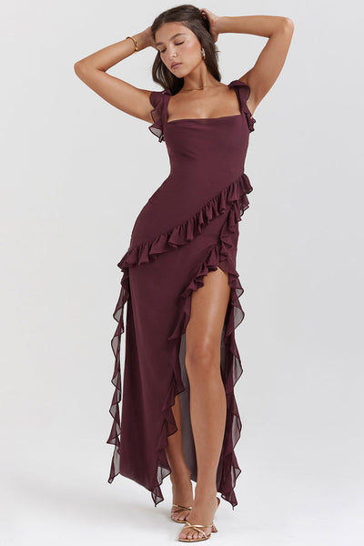 Amira Long Dress – Dark Plum