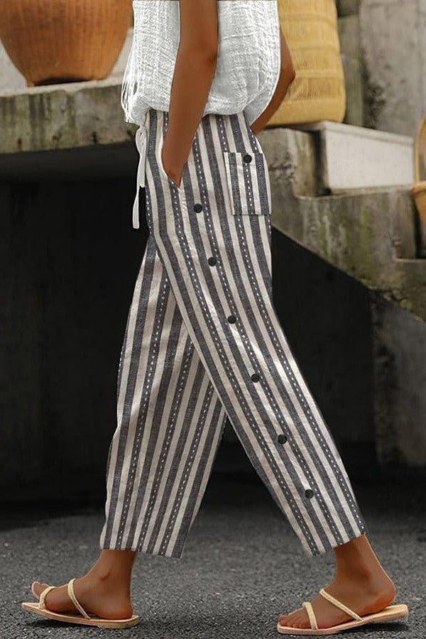 Lara – Gray Striped Pants