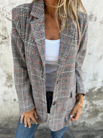Casual Checked Blazer with Lapels