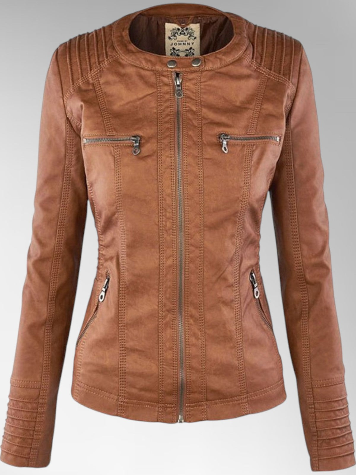 Mia Leather Detachable Hood Jacket