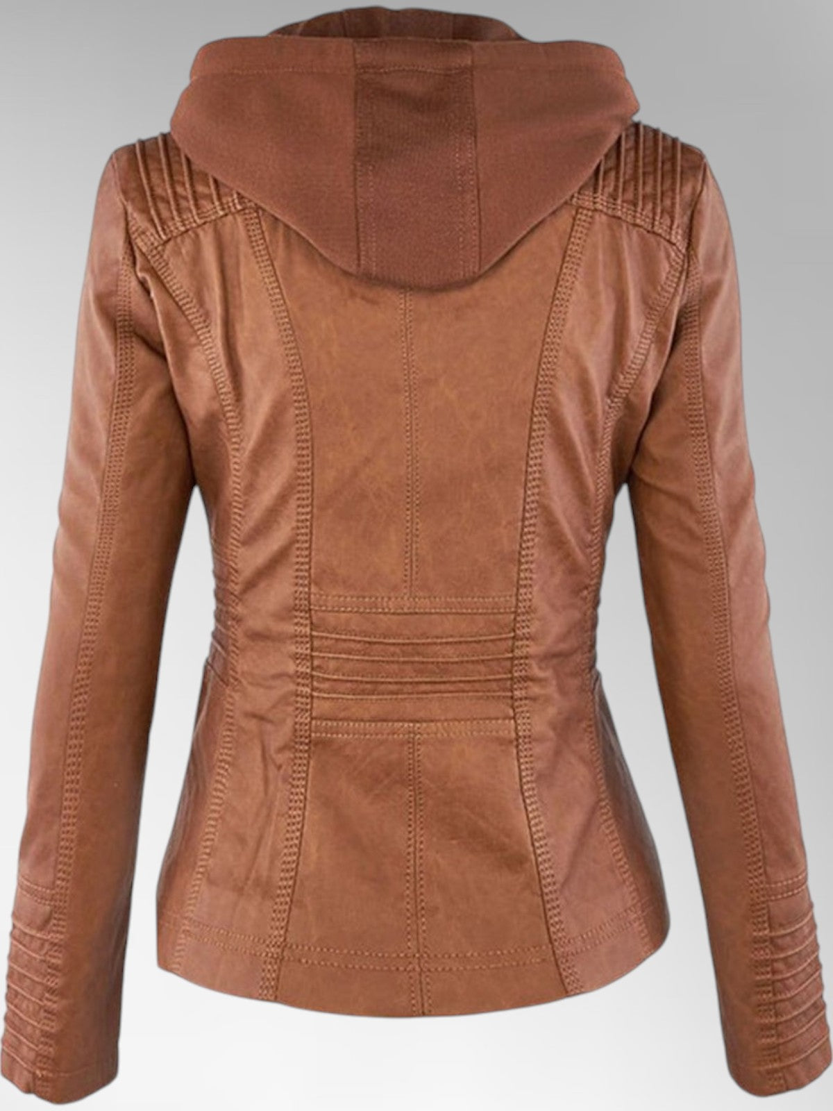 Mia Leather Detachable Hood Jacket