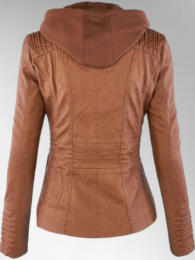 Mia Leather Detachable Hood Jacket