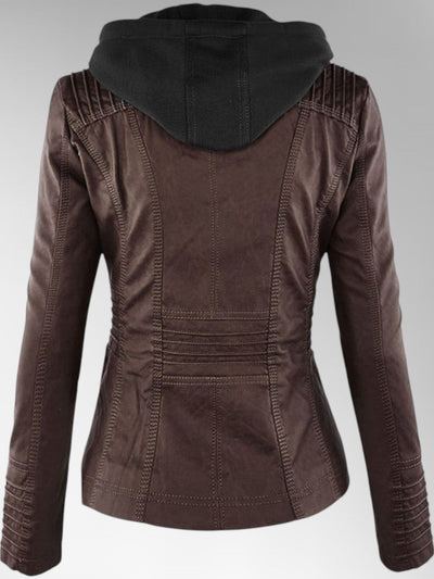 Mia Leather Detachable Hood Jacket