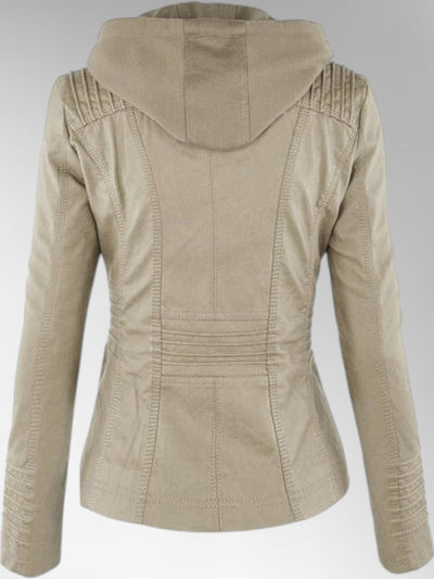 Mia Leather Detachable Hood Jacket