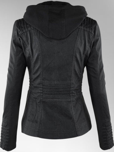 Mia Leather Detachable Hood Jacket