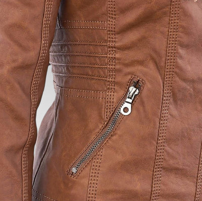 Mia Leather Detachable Hood Jacket