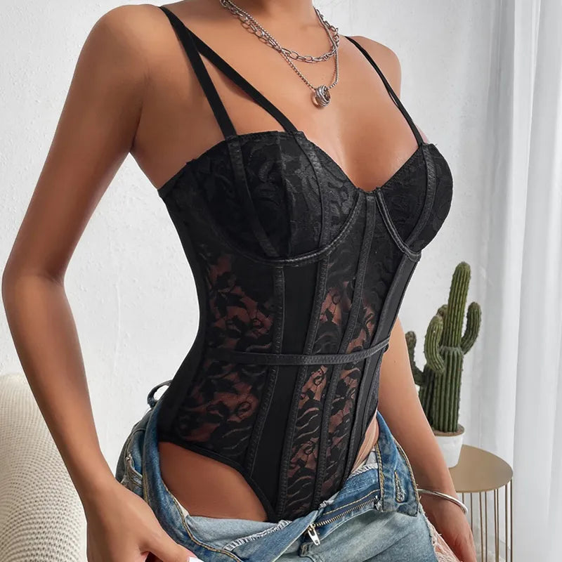Vilma Bodysuit with Embroidered Corset