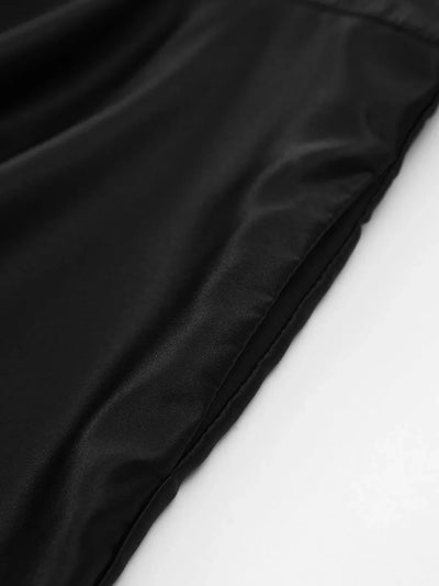 Satin Knotted Double Pockets Open Back Pleated Mini Dress