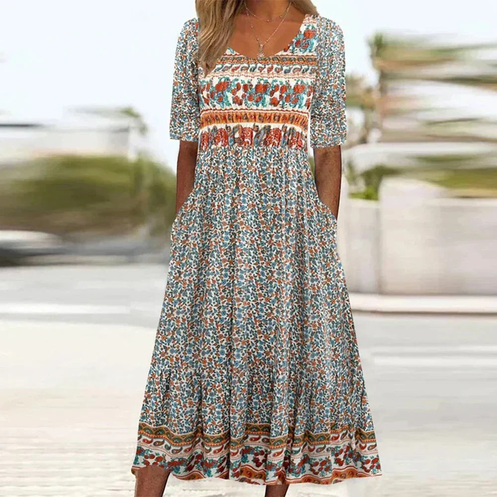 Arabella | Bohemian Floral Plus-Size Summer Dress