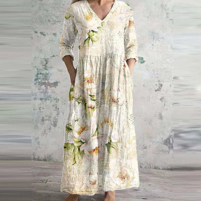Fiona™ | Floral Linen-Cotton Dress