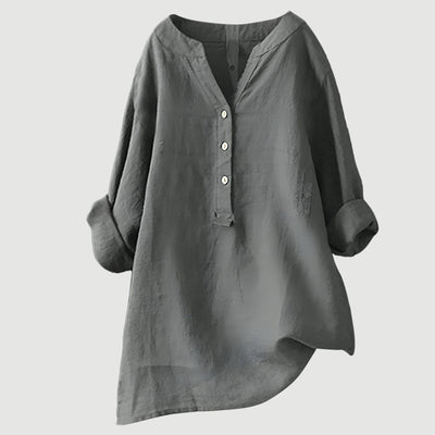 Macey Button-Front Linen Shirt