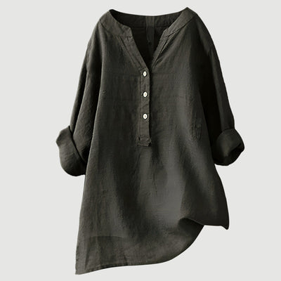 Macey Button-Front Linen Shirt