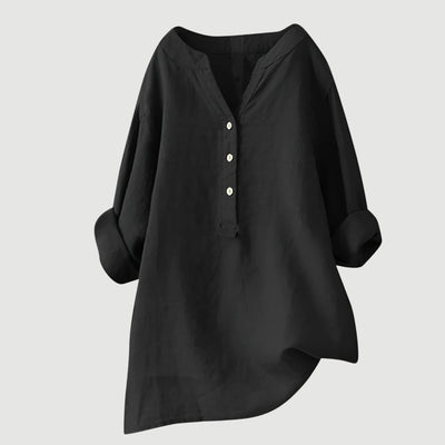 Macey Button-Front Linen Shirt