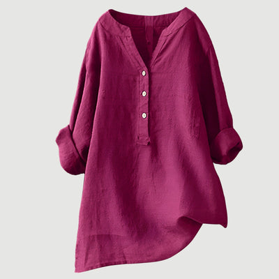 Macey Button-Front Linen Shirt